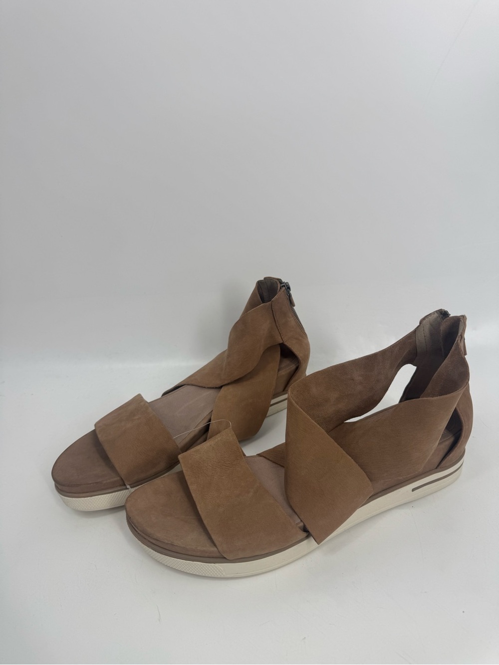 Eileen Fisher Sport Suede Sneaker Sandals Tan Open Toe Wedged Womens Size 11